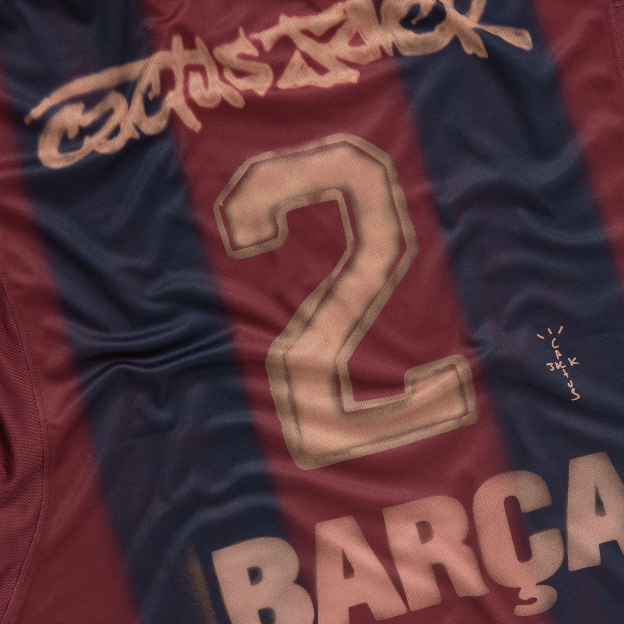 2001 02 fc barcelona travis scott retro shirt home limited edition