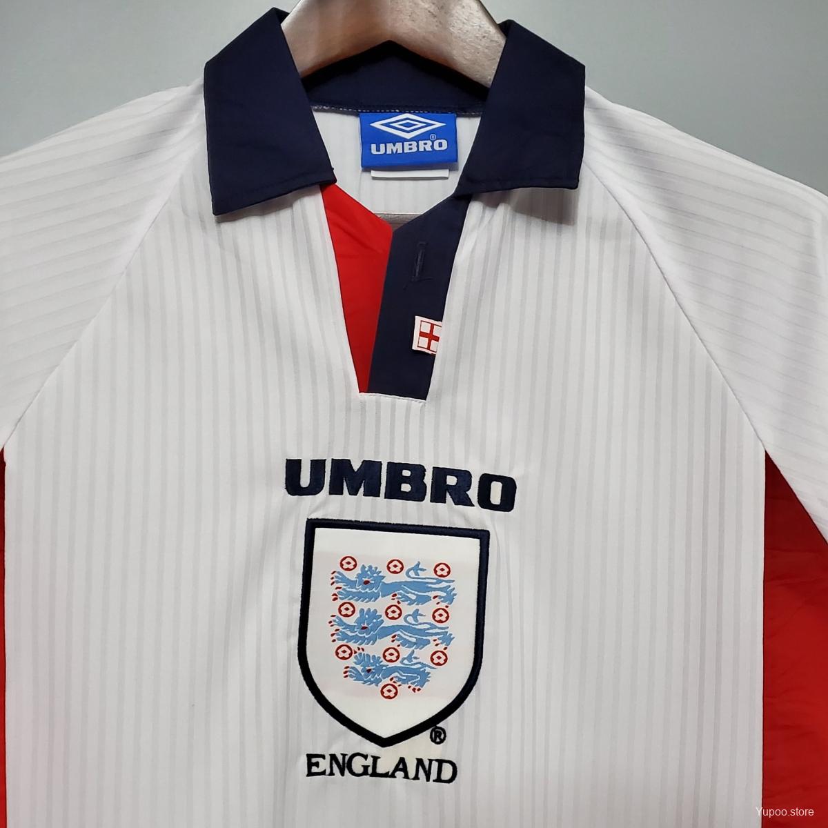 1998 England Long Sleeves Home Retro Shirt World Cup Beckham