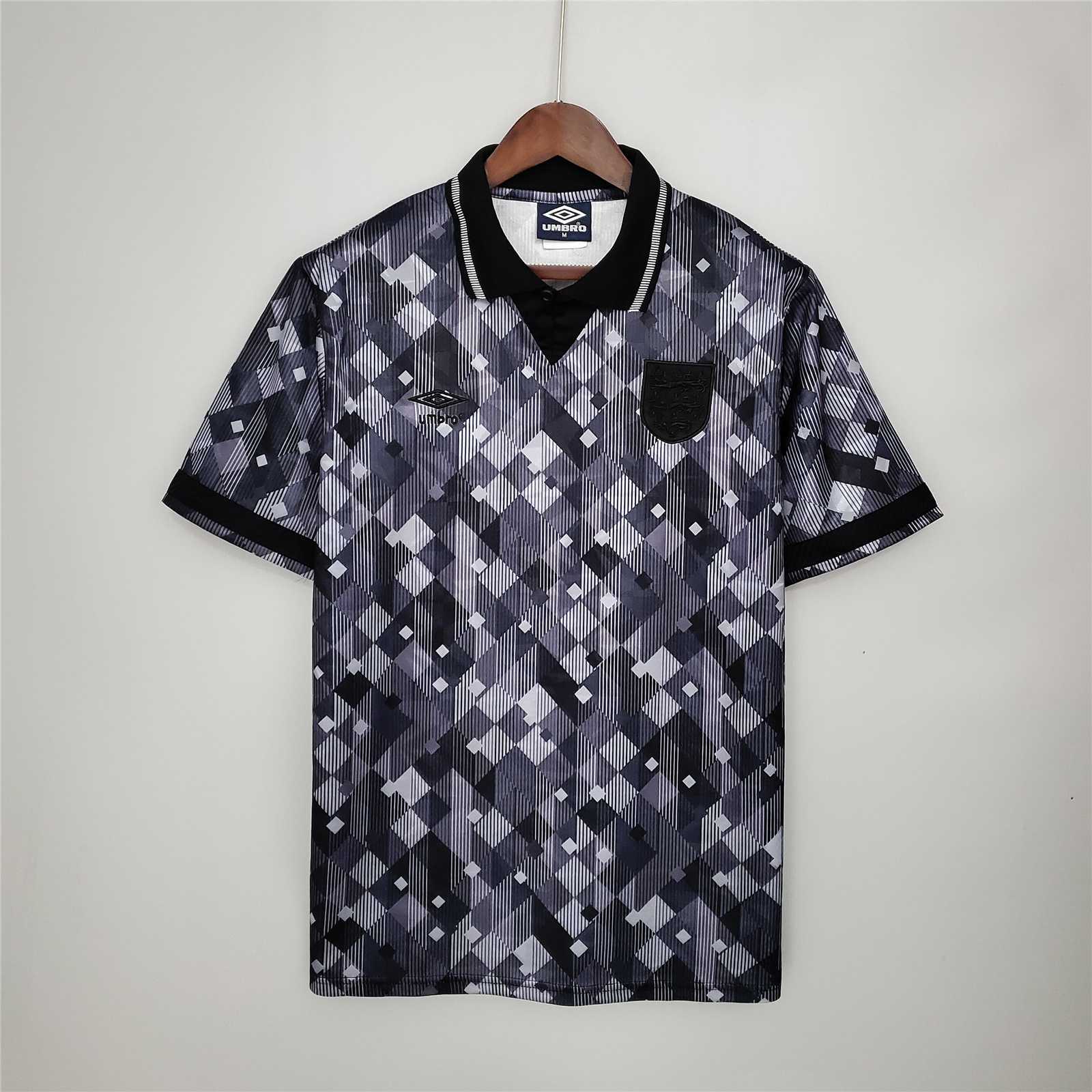 1990 England Third Retro Shirt Black Out