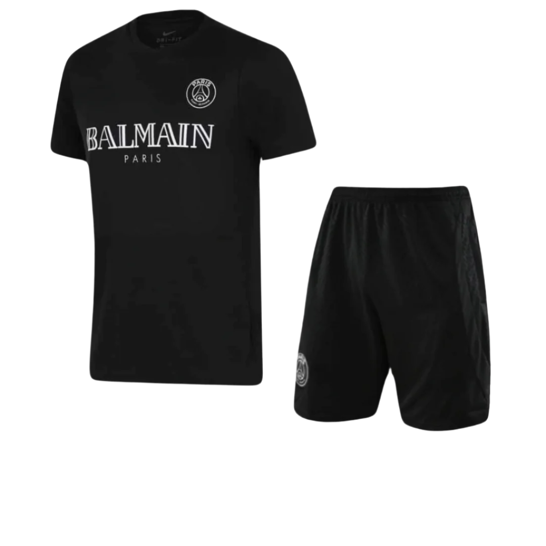 PSG Balmain Set - Black & Grey T-shirt Shorts Summer Set