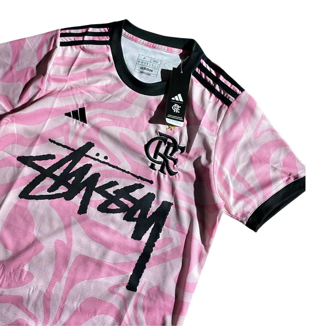 flamengo x stussy pink football kit