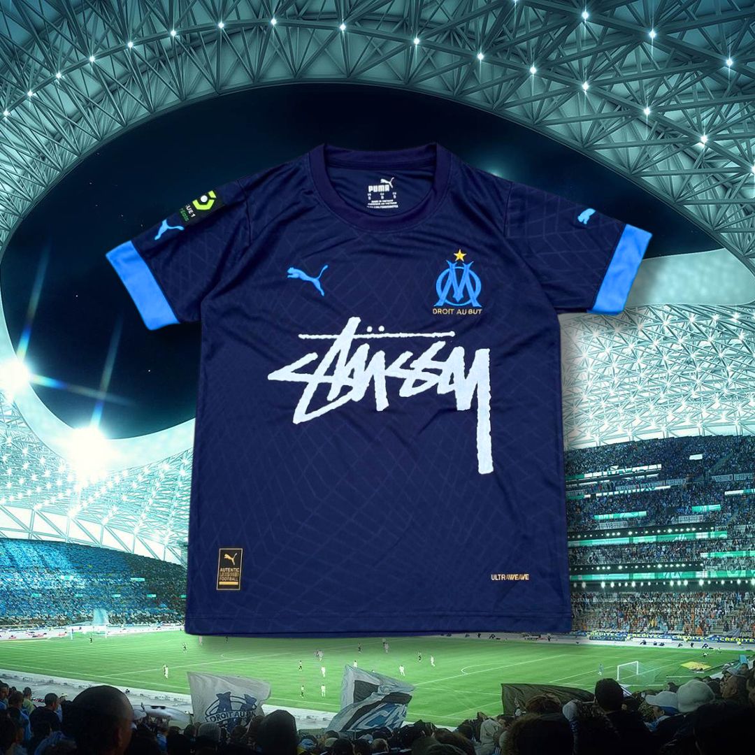 marseille x stussy soccer jersey