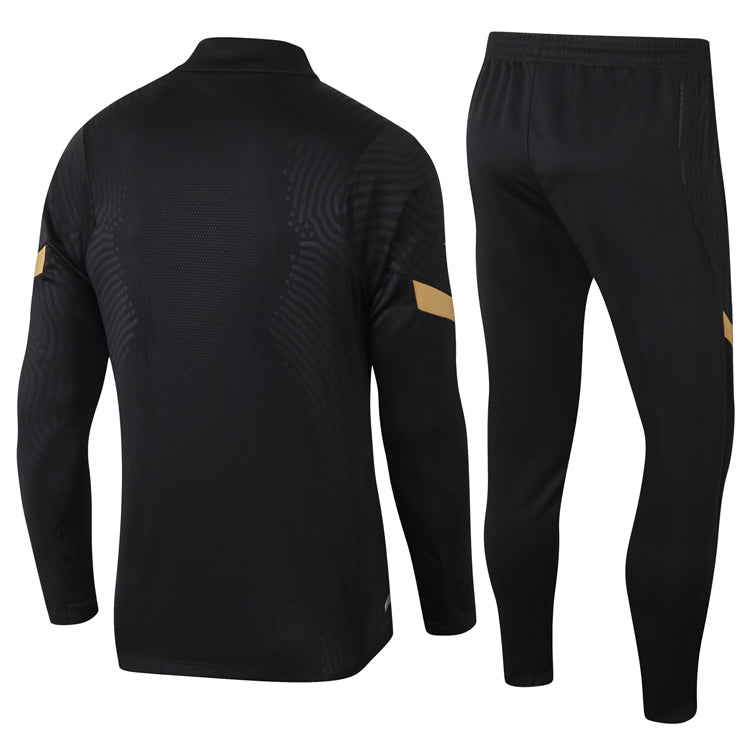 barcelona 2021 black gold Football Tracksuit