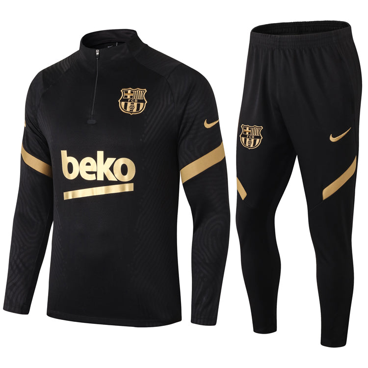 barcelona 2021 black gold Football Tracksuit