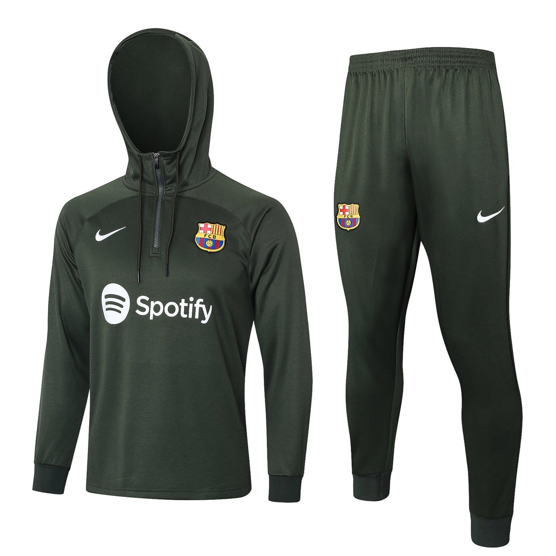 barcelona 23 24 dark green Football Tracksuit with hat