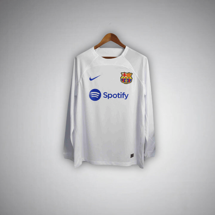 23 24 fc barcelona white long sleeve away kit