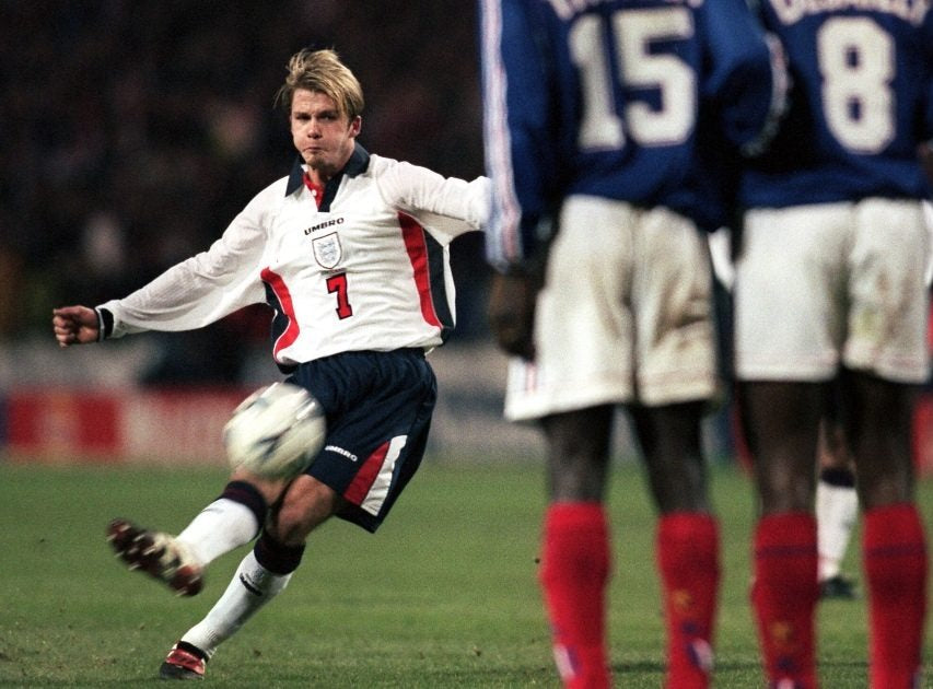 1998 England Long Sleeves Home Retro Shirt World Cup Beckham