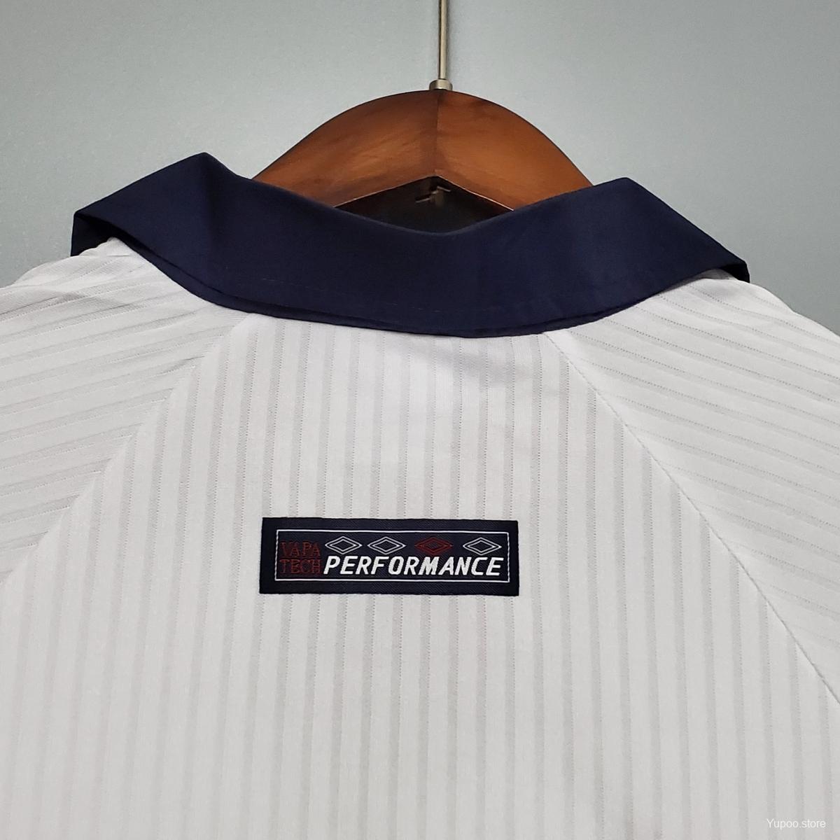 1998 England Long Sleeves Home Retro Shirt World Cup Beckham