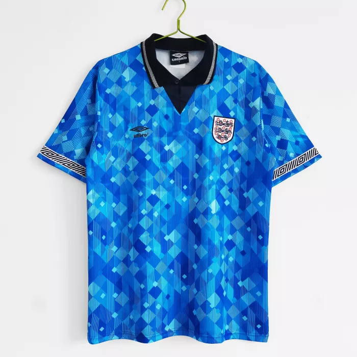 1990 England Third Retro Football Shirt Blue