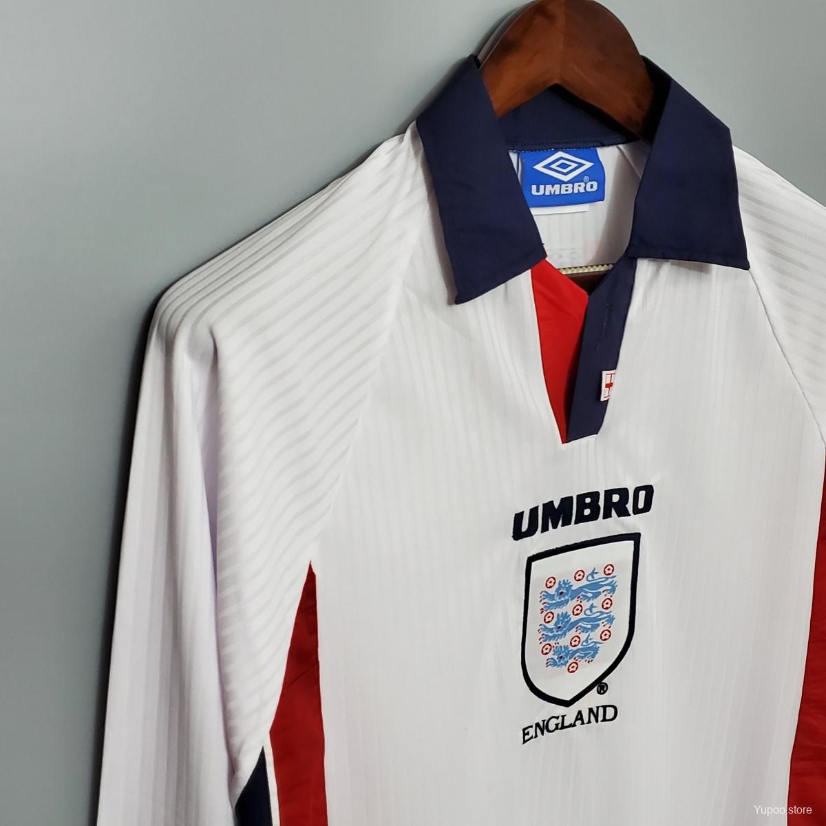 1998 England Long Sleeves Home Retro Shirt World Cup Beckham