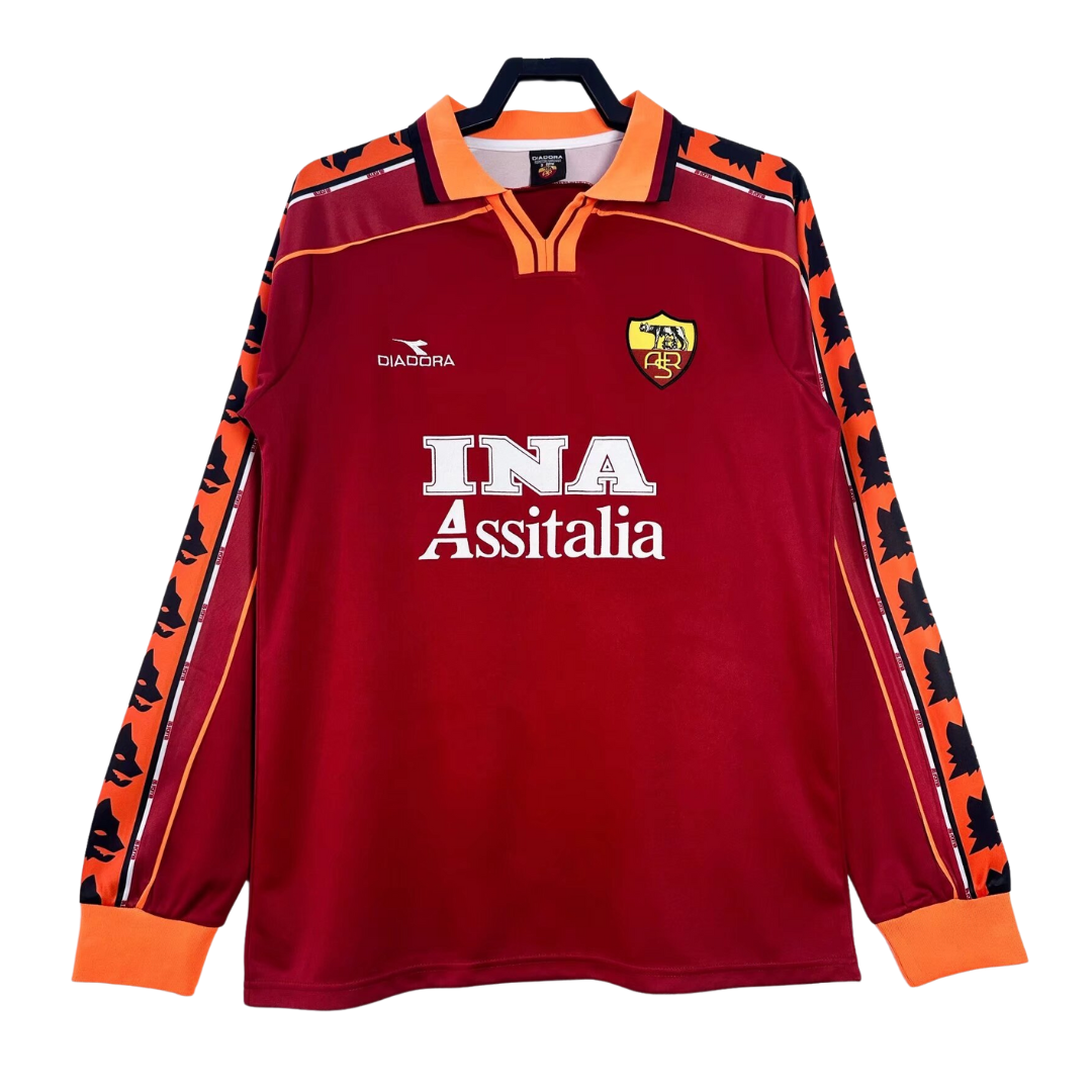 1998-99 AS Roma Retro Shirt - Long Sleeve Home- 