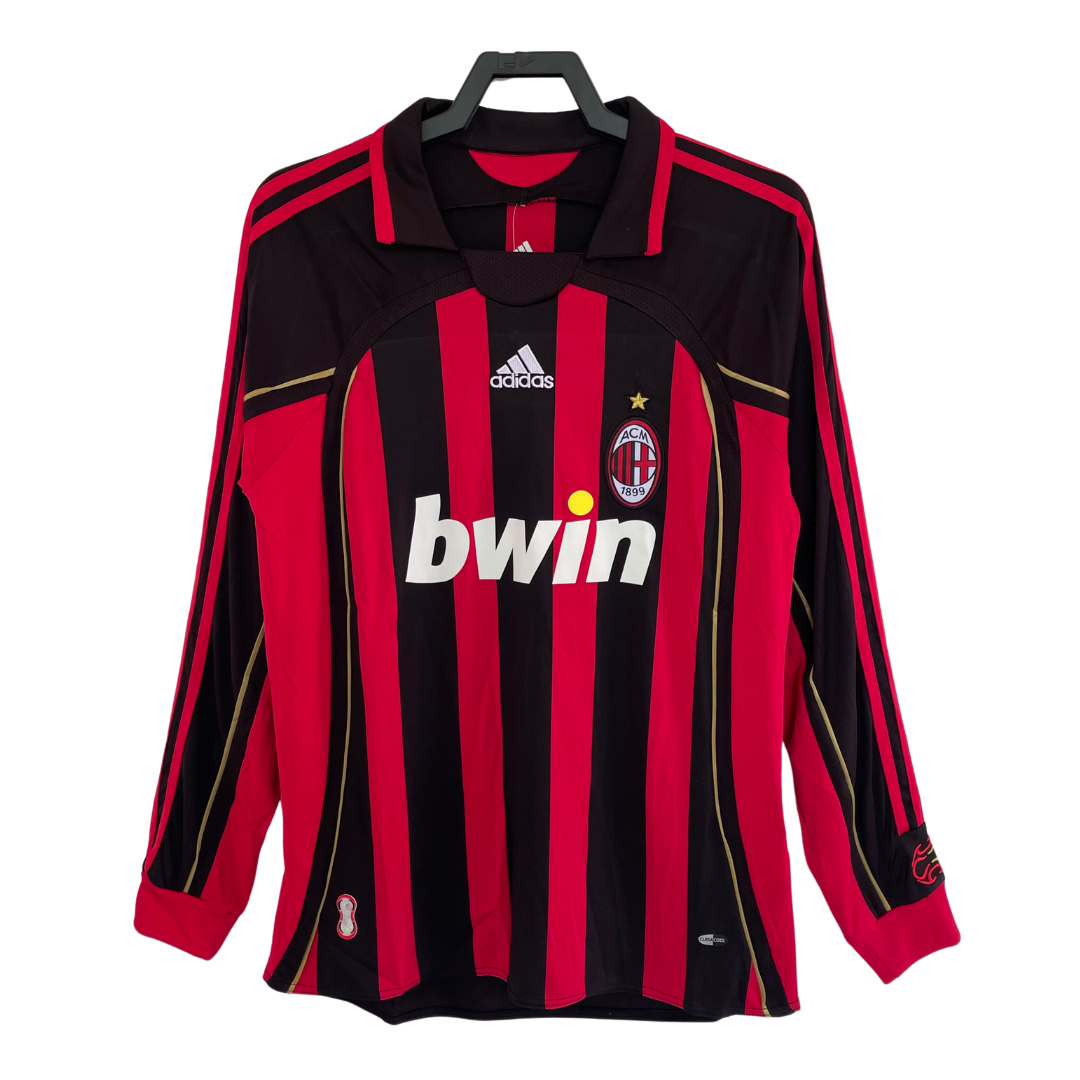 2007-08 AC Milan Retro Long Sleeve Shirt-Home
