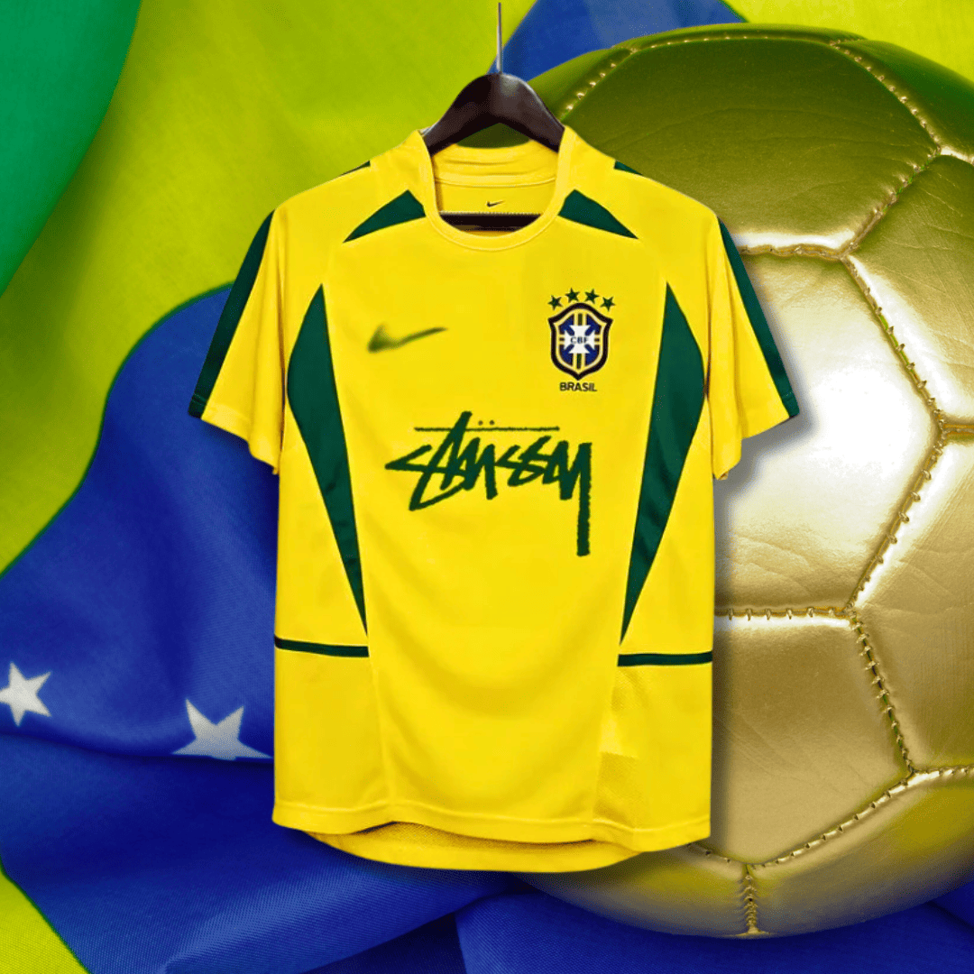 BRAZIL X STUSSY Concept Football Kit (2002 World Cup Retro) from the front