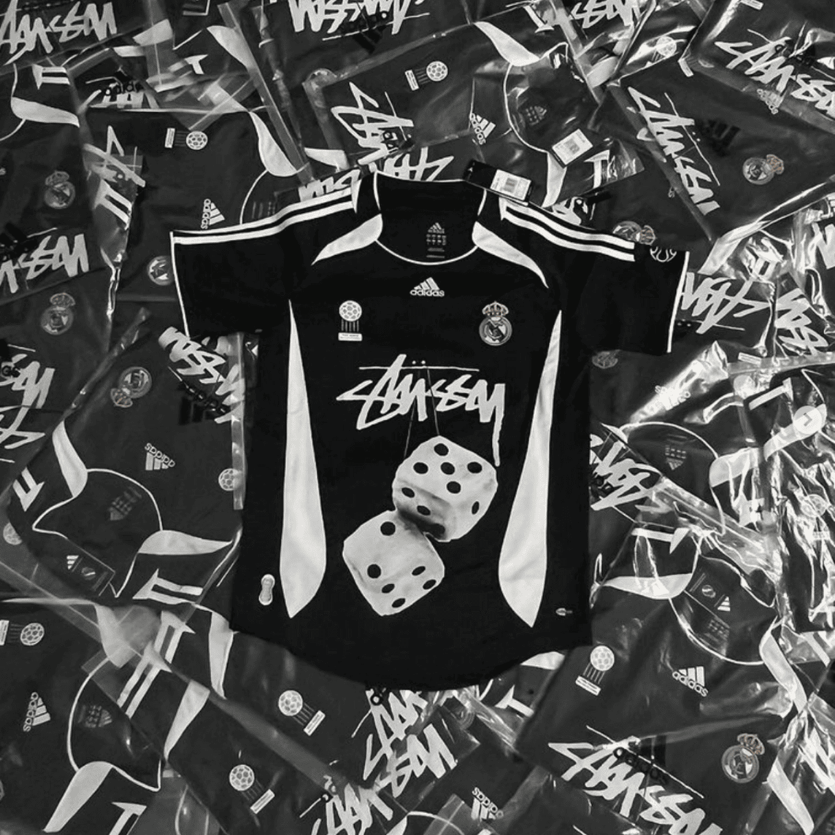 Real Madrid x Stussy Fuzzy Dice Edition football Kit shirt soccer jersey t-shirt