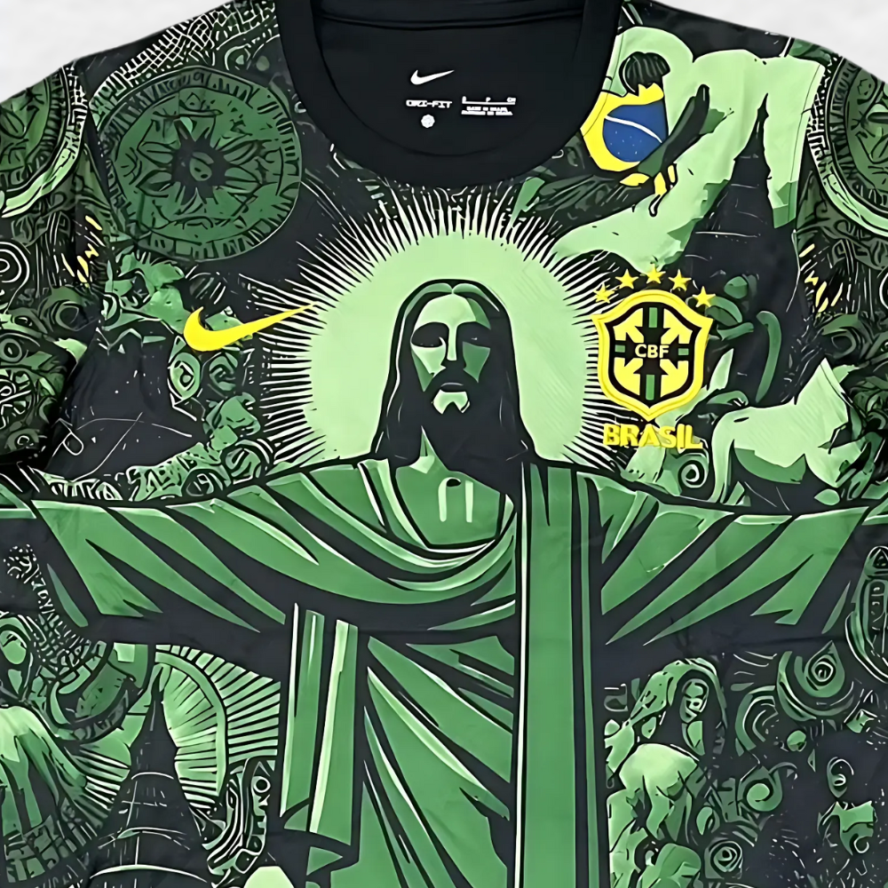 2024 25 brazil christ the redeemer shirt green special edition