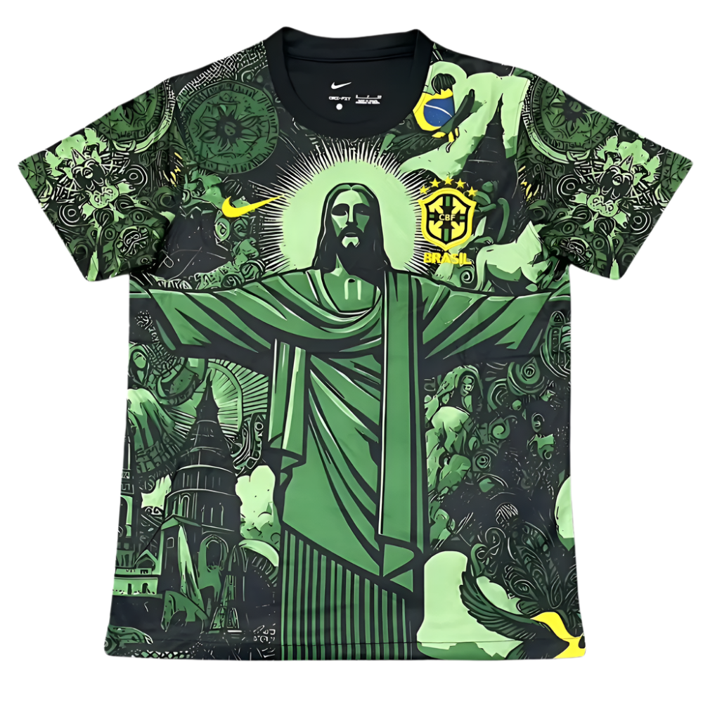 2024 25 brazil christ the redeemer shirt green special edition