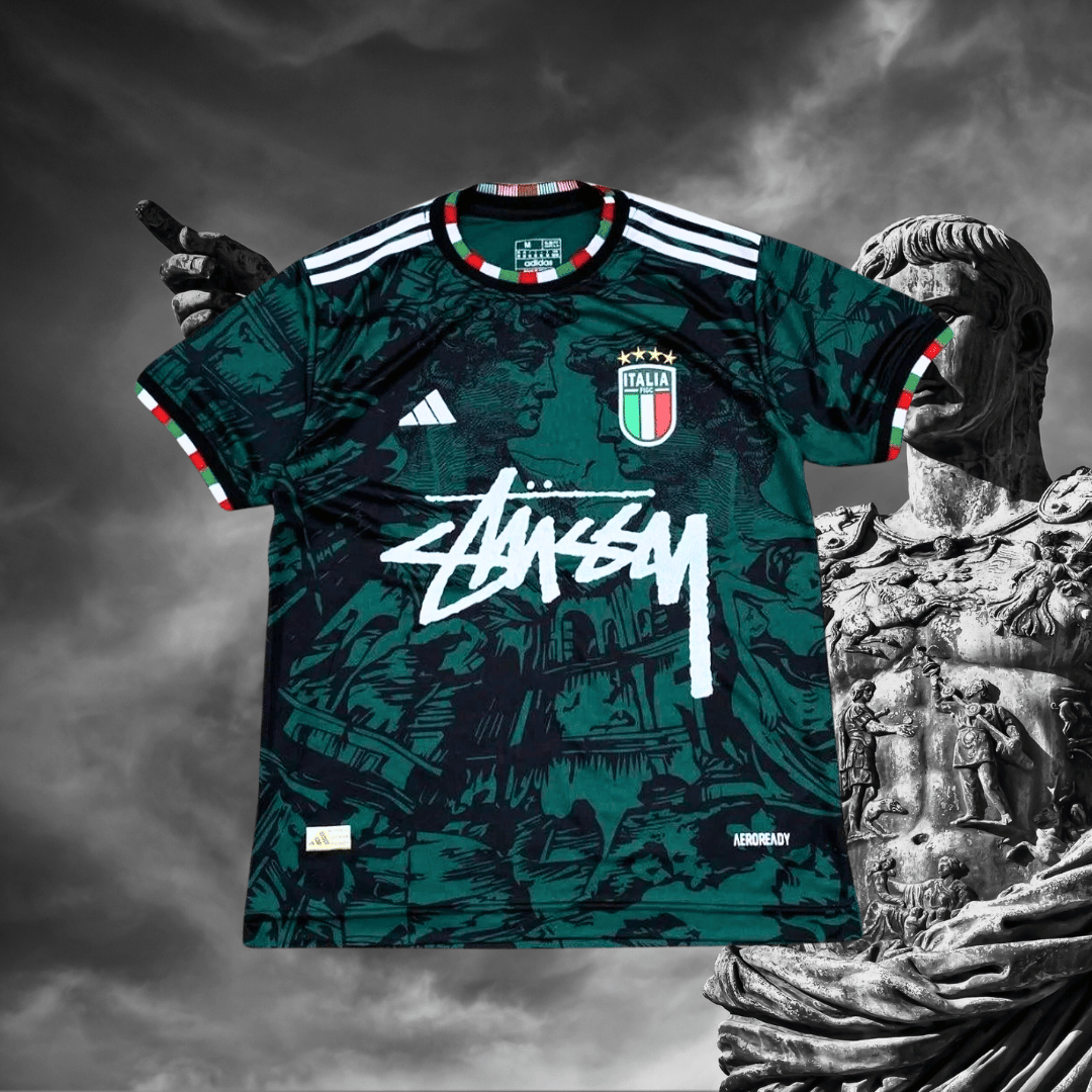 ITALY STUSSY JERSEY - GREEN STATUS EDITION soccer jersey t-shirt football kit shirt