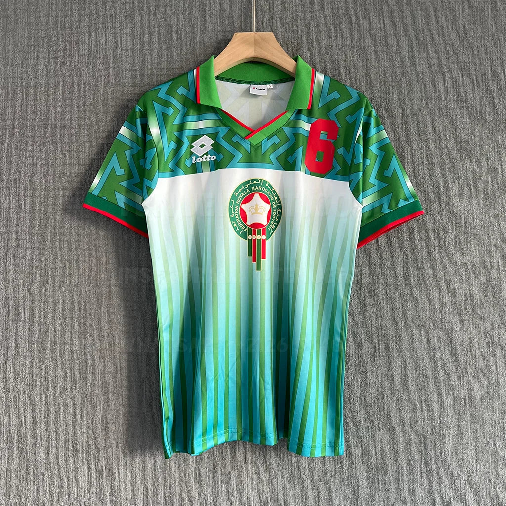 Morocco Retro 94 Away football Kit shirt soccer jersey t-shirt from the front