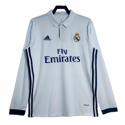 2017-18 Real Madrid Retro Long Sleeve Shirt-Home