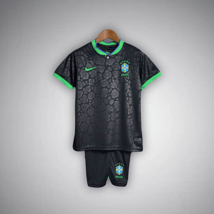 Brazil Kids Football Kit Black Leopard