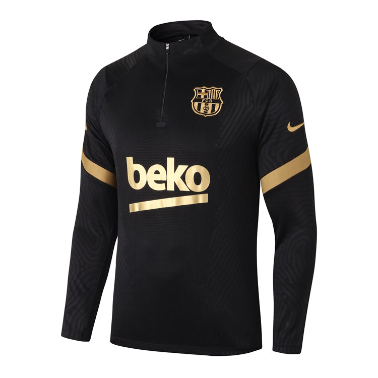 barcelona 2021 black gold Football Tracksuit