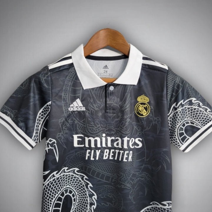 real madrid dragon negro premium kids size kit